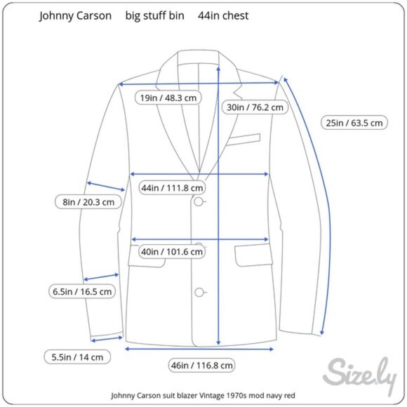 Johnny Carson suit blazer Vintage 1970s mod navy red - Picture 2 of 16